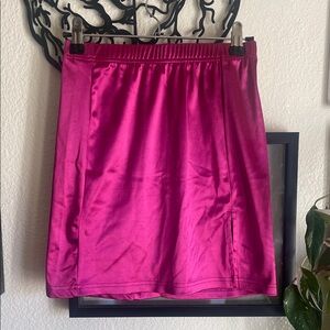 SHEIN Fuchsia Satin Mini Skirt